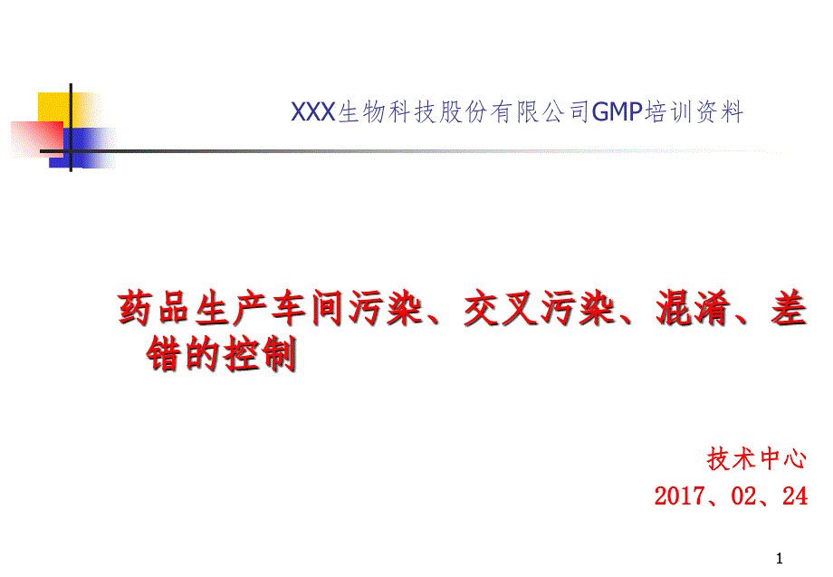 药物生产车间污染、交叉污染、混淆的防控PPT精品文档_第1页