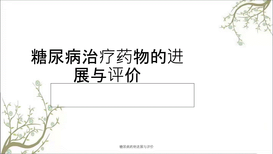 糖尿病药物进展与评价_第1页