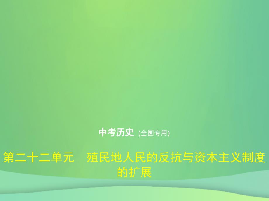 全国通用中考历史总复习第五部分世界近代史第二十二单元殖民地人民的反抗与资本主义制度的扩展试卷部分课件新人教版_第1页