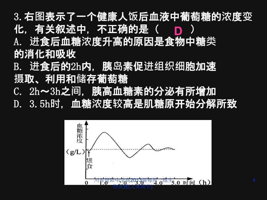 川省资阳中学高每周一练生物试题人体调节课件_第4页