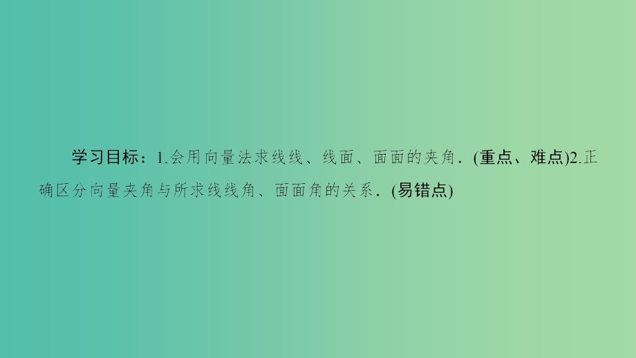 2018年秋高中数学第三章空间向量与立体几何3.2立体几何中的向量方法第3课时空间向量与空间角课件新人教A版选修2 .ppt_第2页