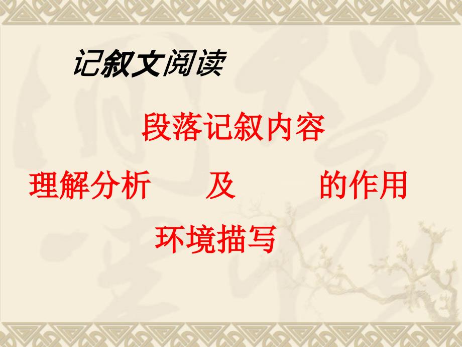 段落记叙内容理解分析及作用环境描写_第1页