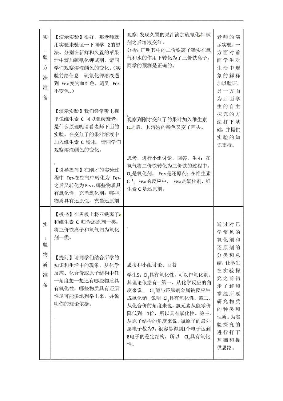 人教版必修一高一化学2.3氧化剂与还原剂教学设计完美版_第5页