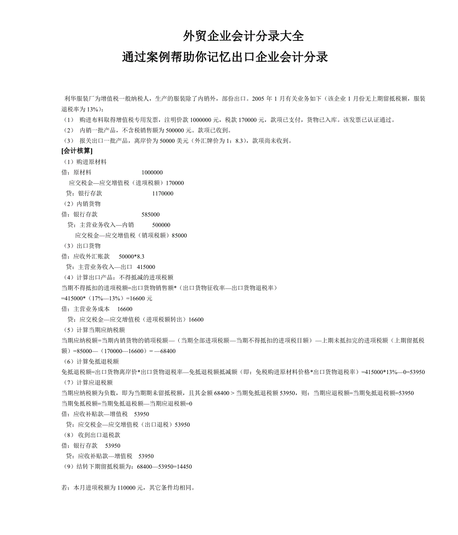 外贸企业会计分录大全_第1页