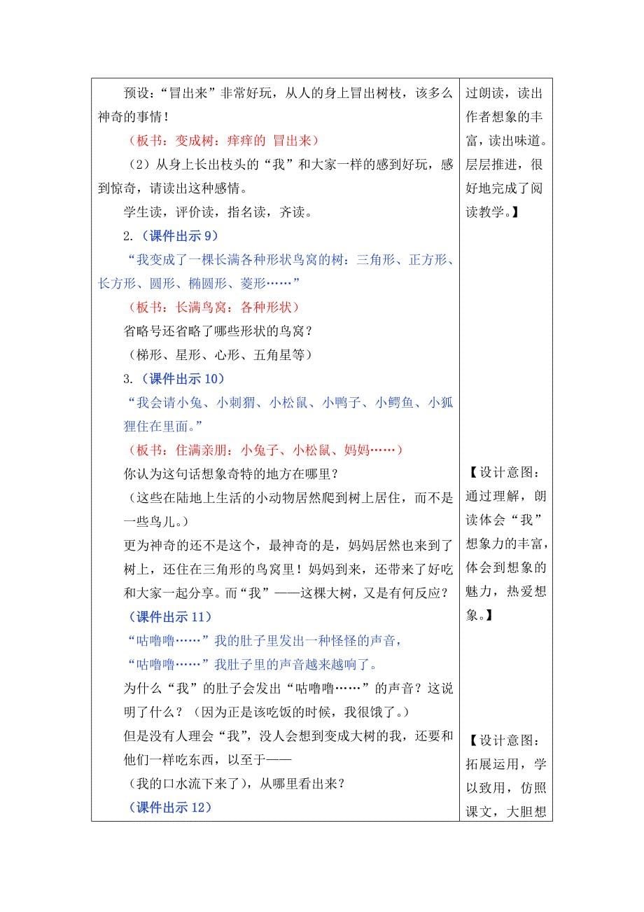 部编版三年级语文下册--17.我变成了一棵树（教学设计）_第5页