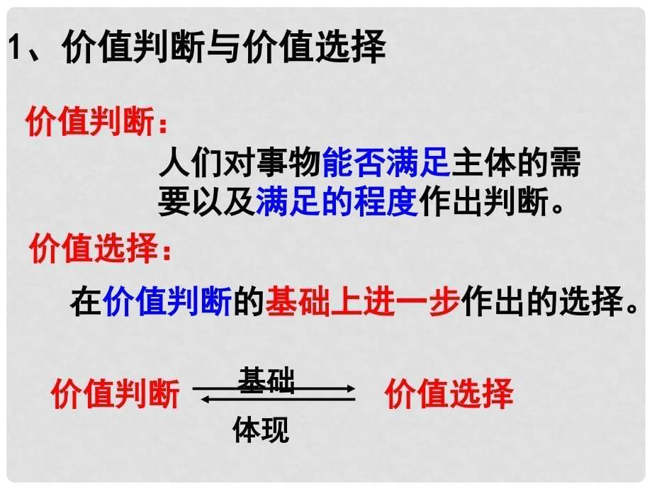 河北省抚宁县第六中学高中政治 12.2价值判断与价值选择课件 新人教版必修4_第5页