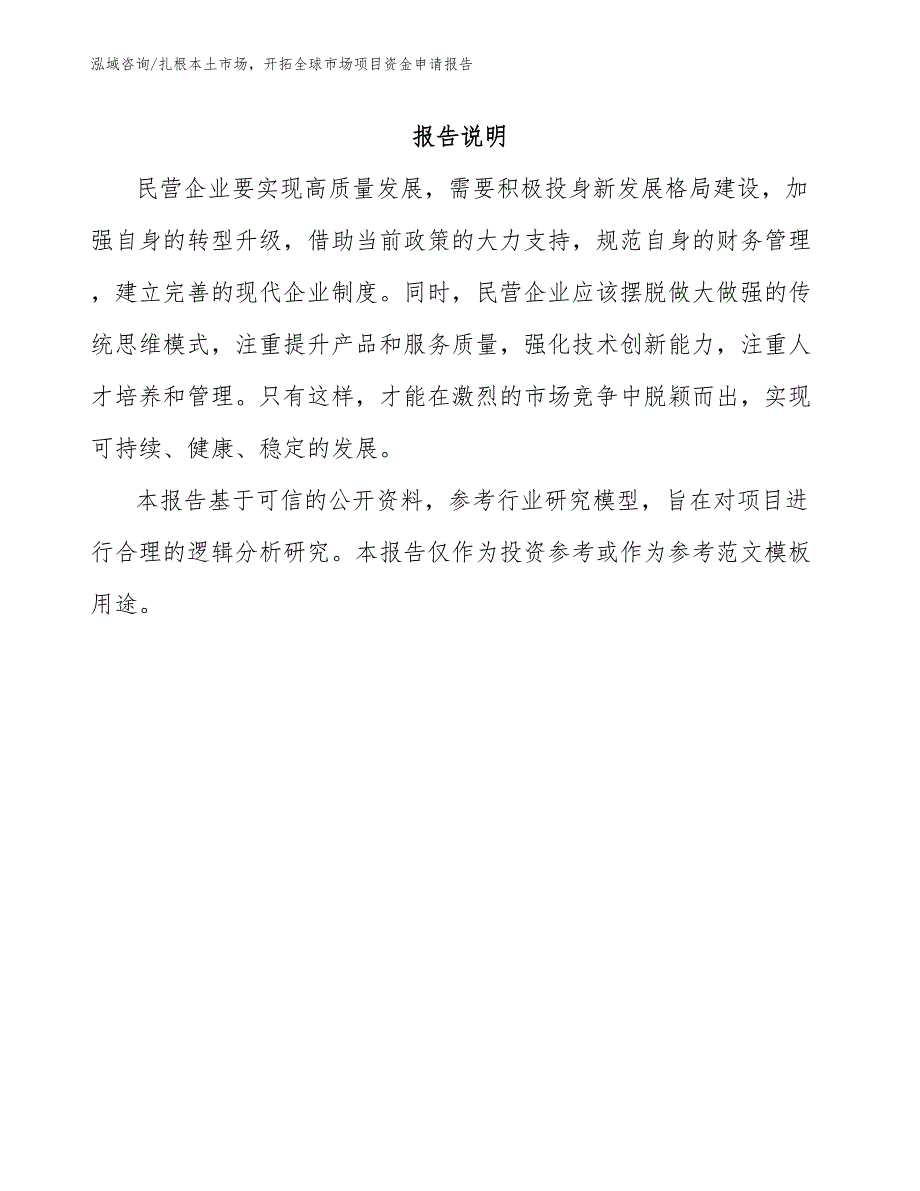 扎根本土市场开拓全球市场项目资金申请报告【模板】_第2页