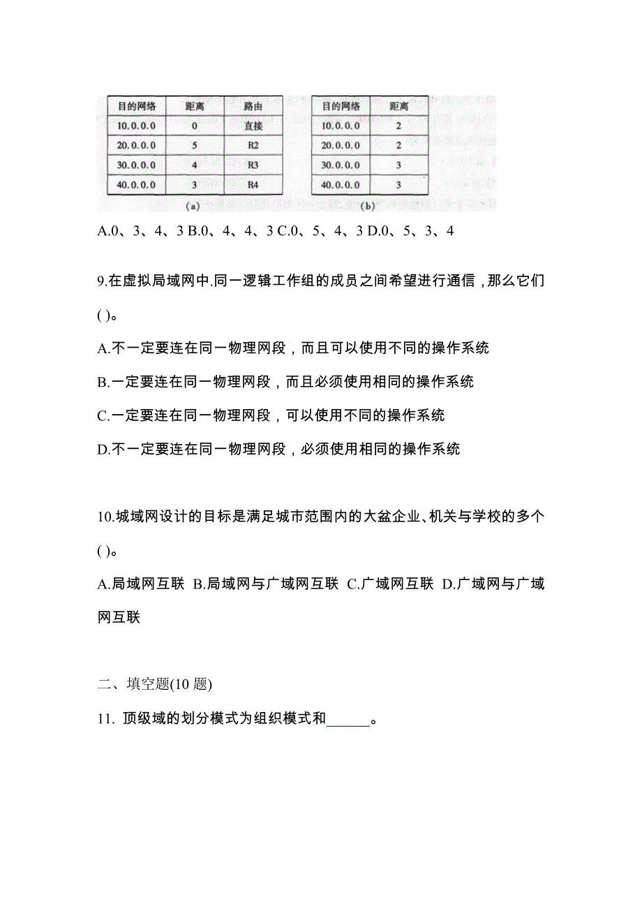 2021年山西省大同市全国计算机等级考试网络技术预测试题(含答案)_第3页