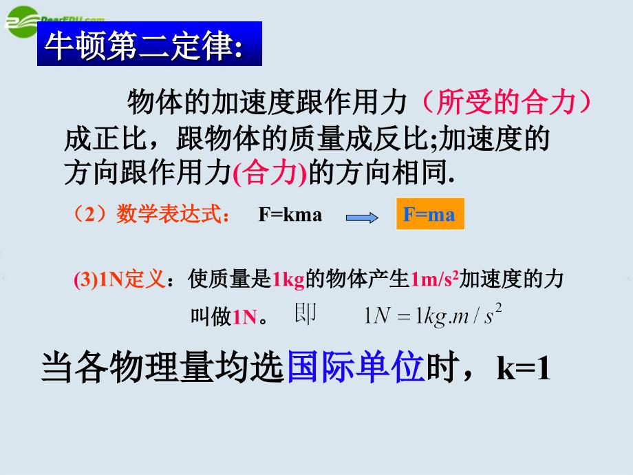 高中物理牛顿第二定律课件新人教版版必修_第1页