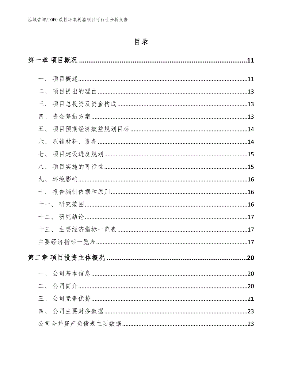 DOPO改性环氧树脂项目可行性分析报告模板范文_第4页