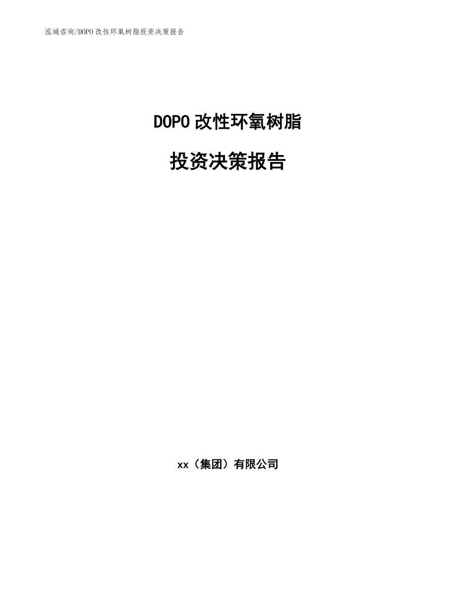 DOPO改性环氧树脂投资决策报告_模板范本_第1页