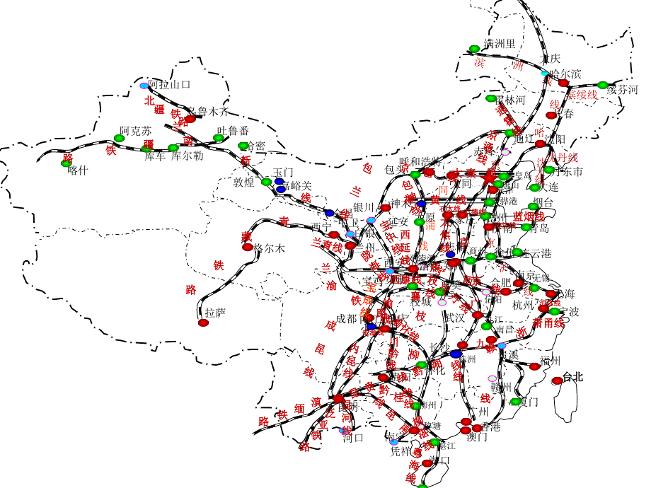 中国铁路营业线路图动态示意_第1页