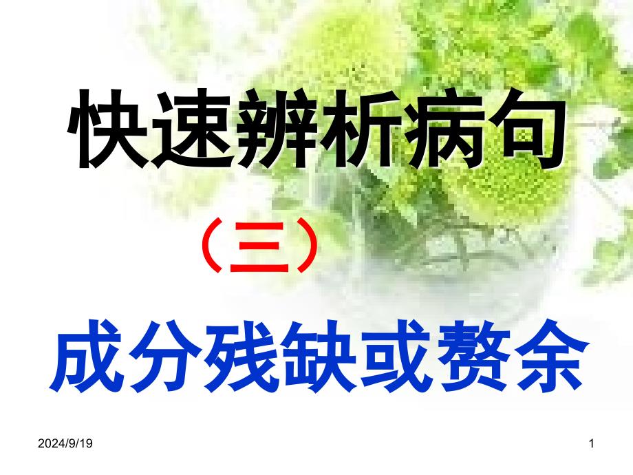 成分残缺或赘余课堂PPT_第1页