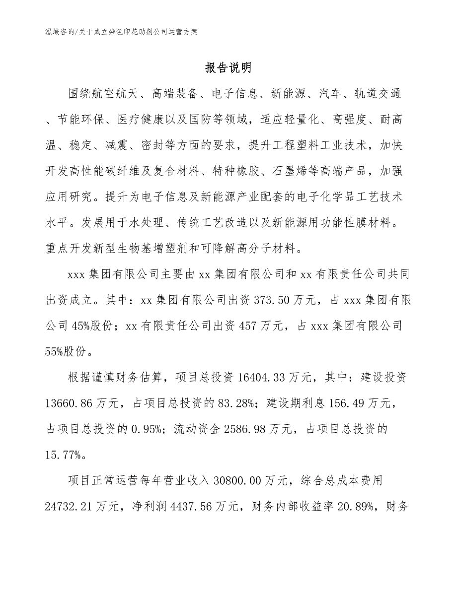 关于成立染色印花助剂公司运营方案_模板_第2页