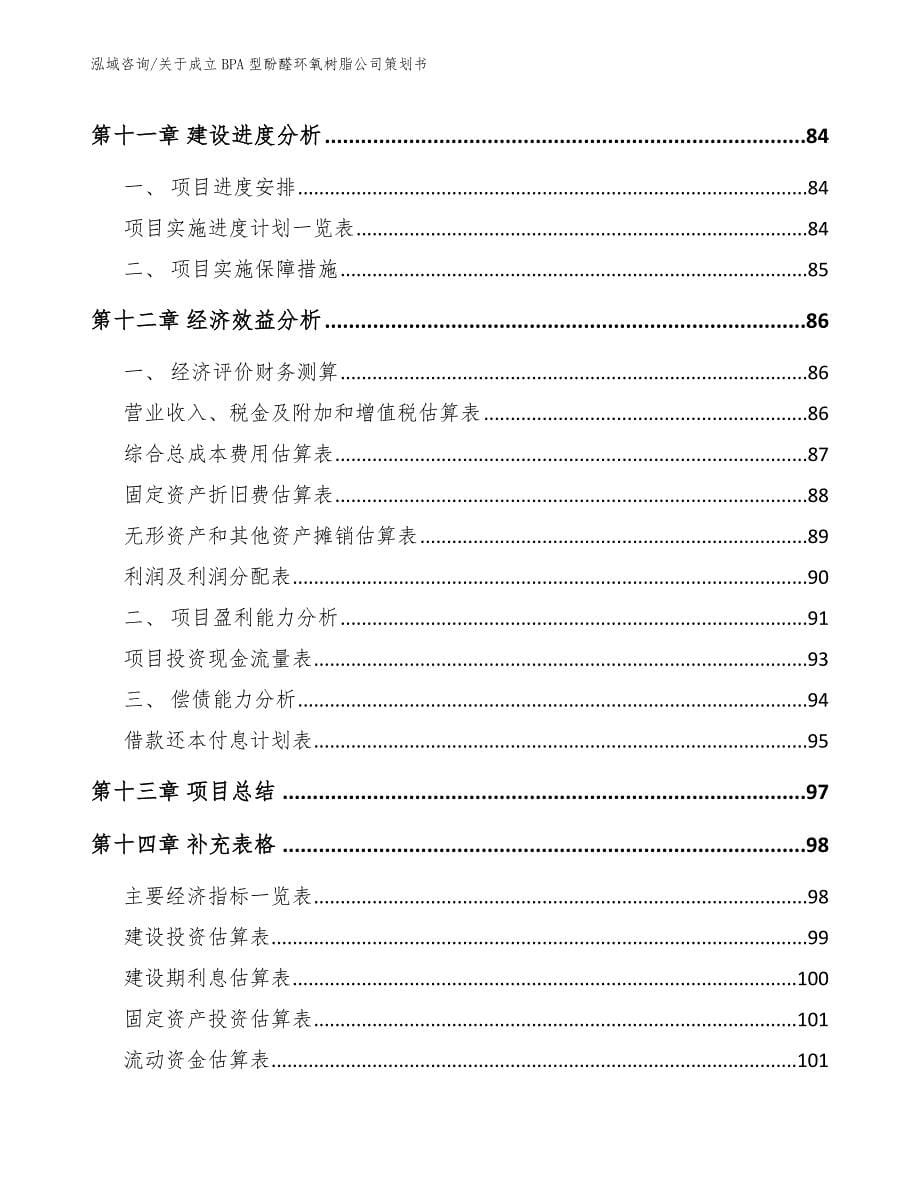 关于成立BPA型酚醛环氧树脂公司策划书（模板范本）_第5页