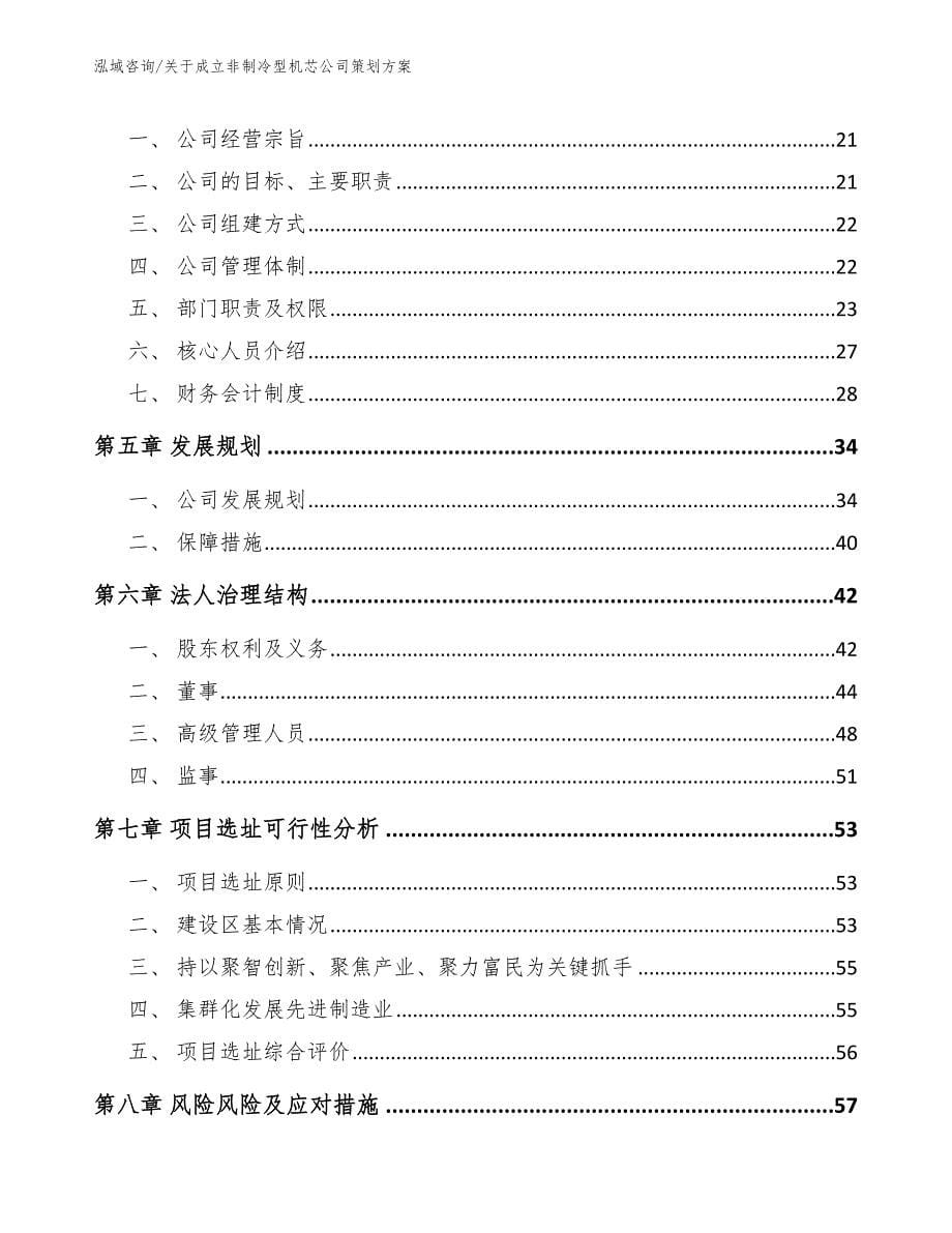 关于成立非制冷型机芯公司策划方案模板参考_第5页