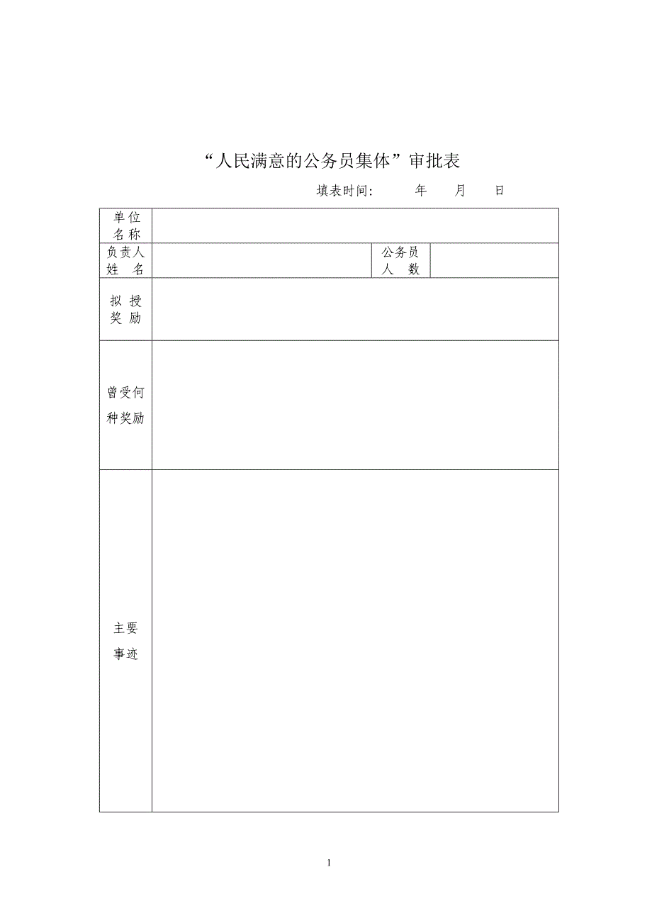 “人民满意的公务员集体”审批表_第1页