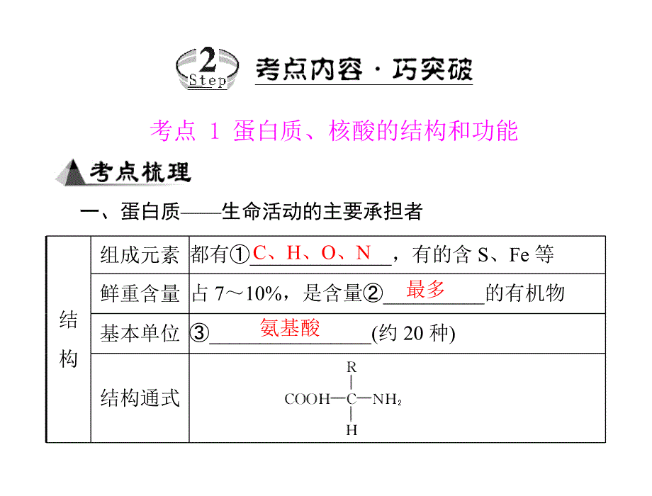 专题一 考点1 蛋白质、核酸的结构和功能_第2页