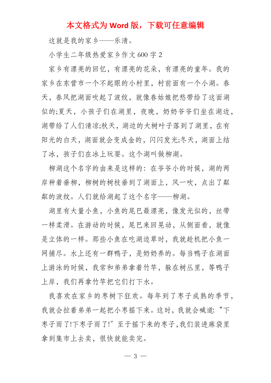 小学生二年级热爱家乡600字_第3页