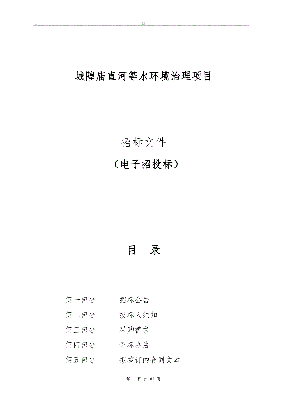 城隍庙直河等水环境治理项目招标文件_第1页