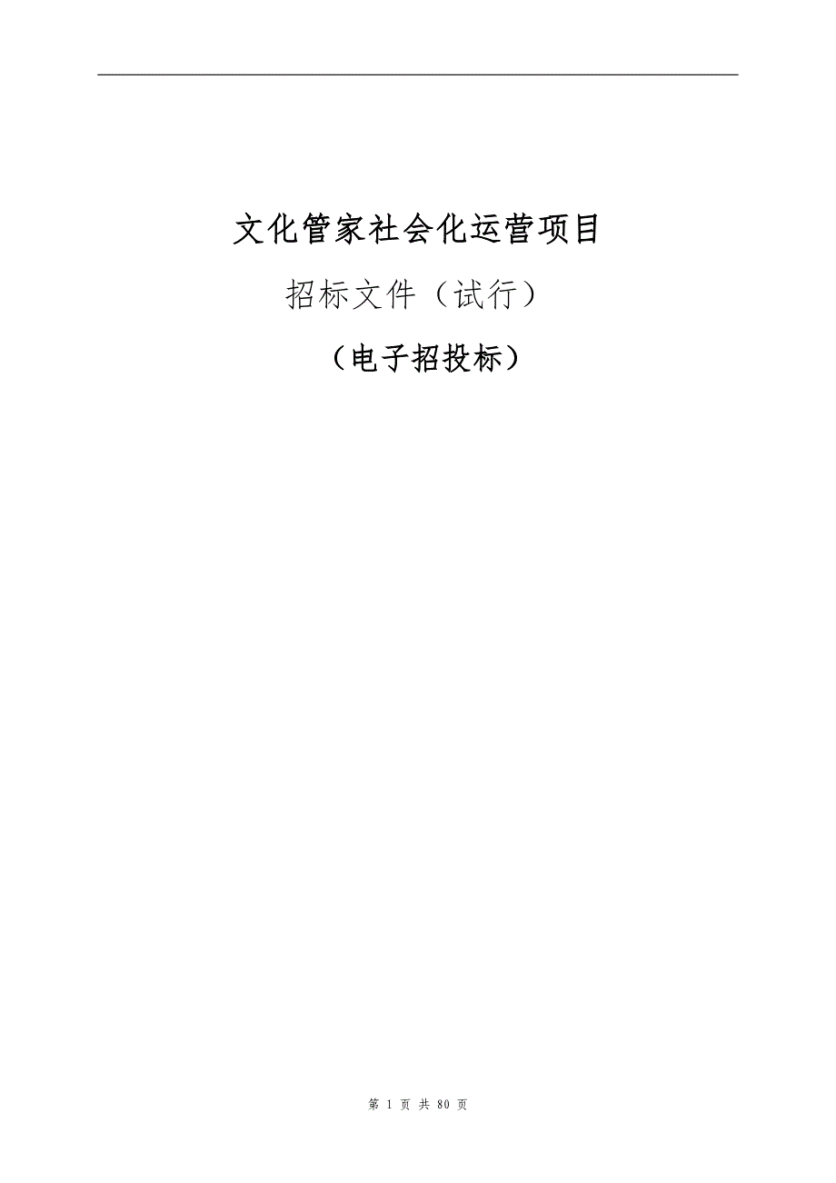 文化管家社会化运营项目招标文件_第1页