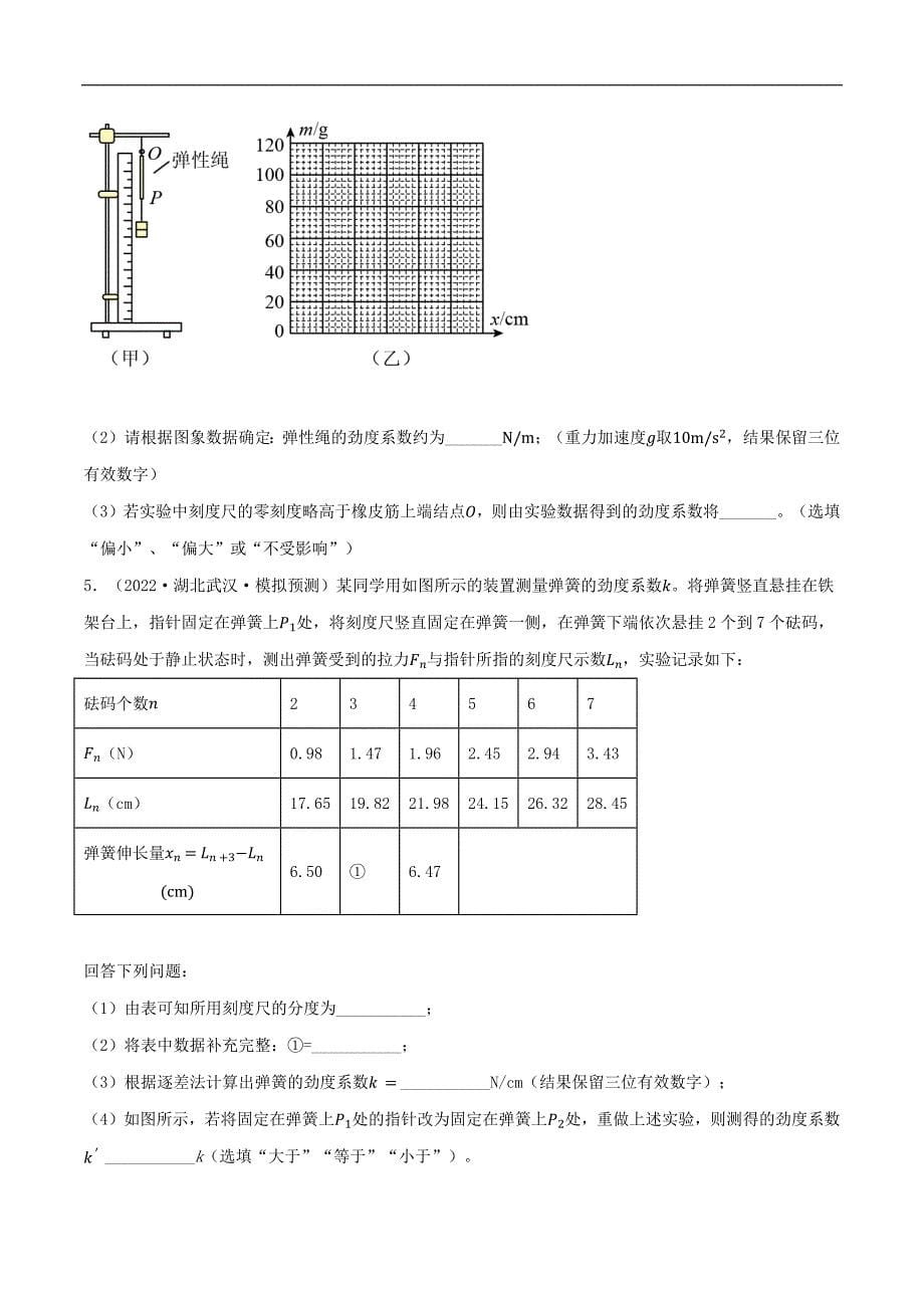 2024届高考物理一轮复习重难点逐个击破13探究弹簧弹力与形变量的关系（原卷版）_第5页