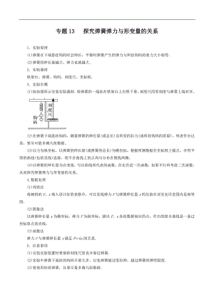 2024届高考物理一轮复习重难点逐个击破13探究弹簧弹力与形变量的关系（原卷版）