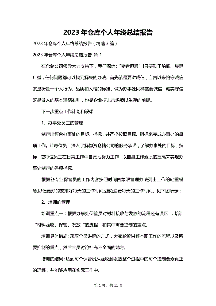 2023年仓库个人年终总结报告_第1页