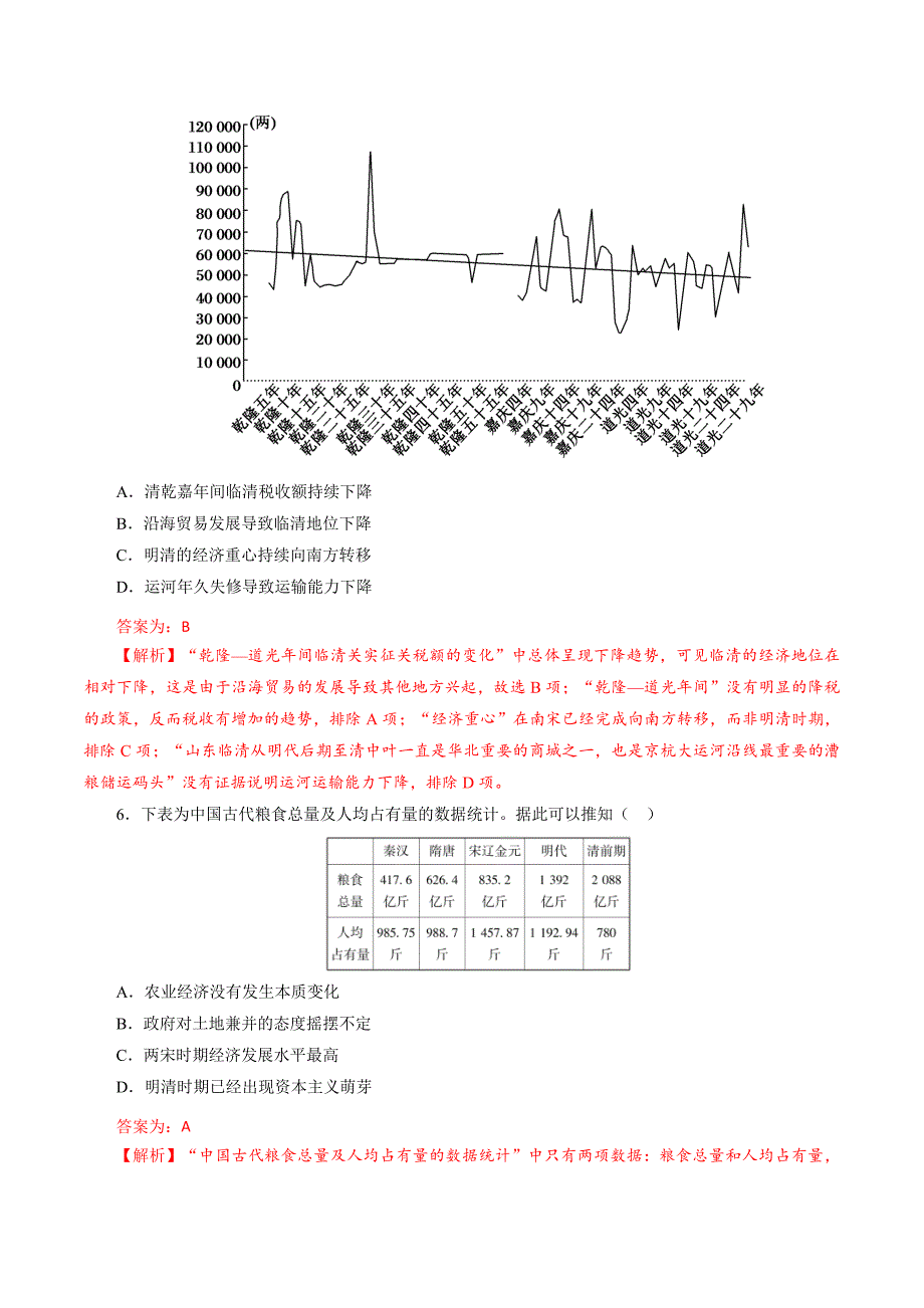 (新高考)高考历史一轮复习小题强化练课时08 明至清中叶的经济与文化（教师版）_第3页