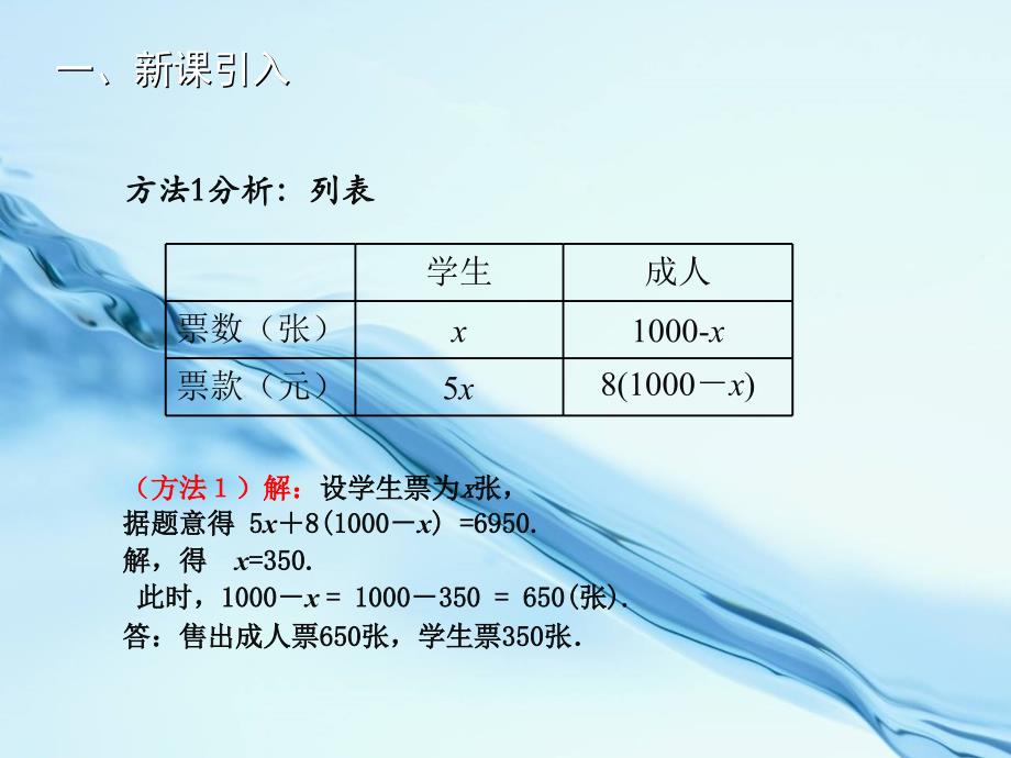 【北师大版】七年级上册数学：5.5应用一元一次方程~“希望工程”义演_第4页