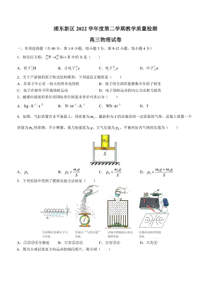 2023届上海市浦东新区高三下学期等级考模拟质量调研（二模）物理试题