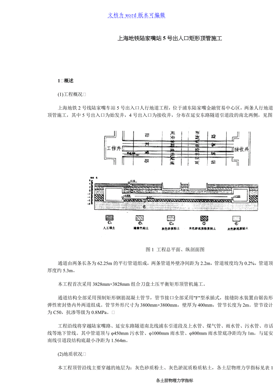 某某地铁陆家嘴站5号出入口矩形顶管施工_第1页