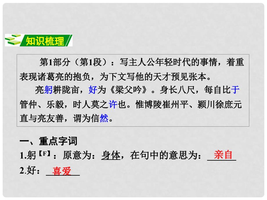 广西中考语文 第一部分 古诗文阅读 专题2 课内文言文阅读 第24篇 隆中对复习课件 新人教版_第3页