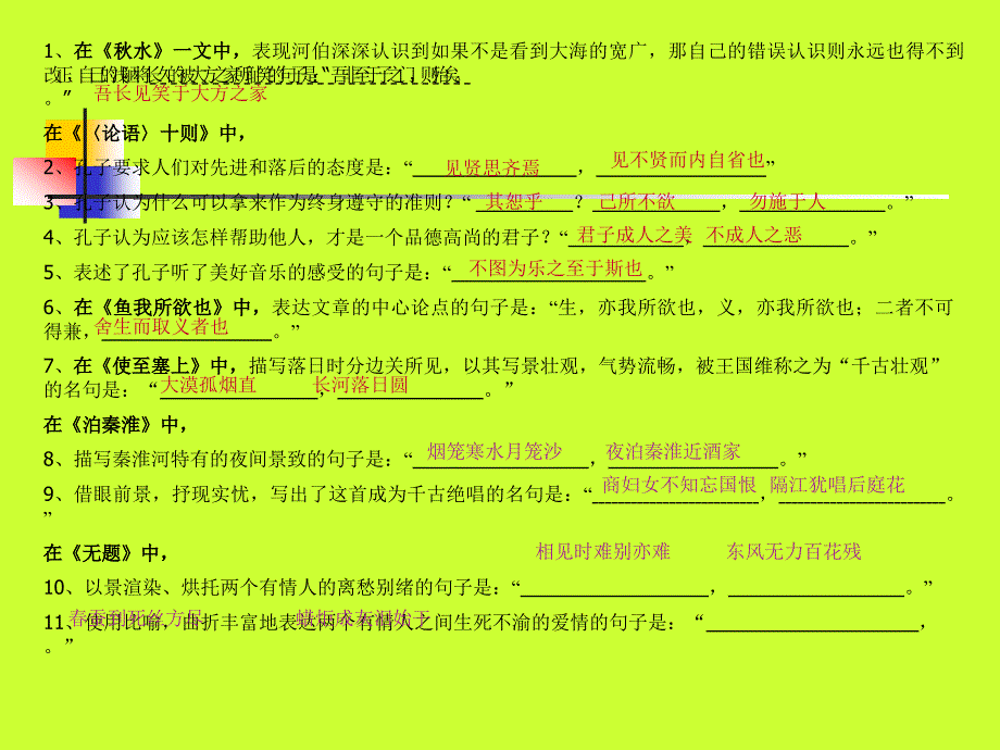 语文版九年级上期古诗文理解背诵_第2页