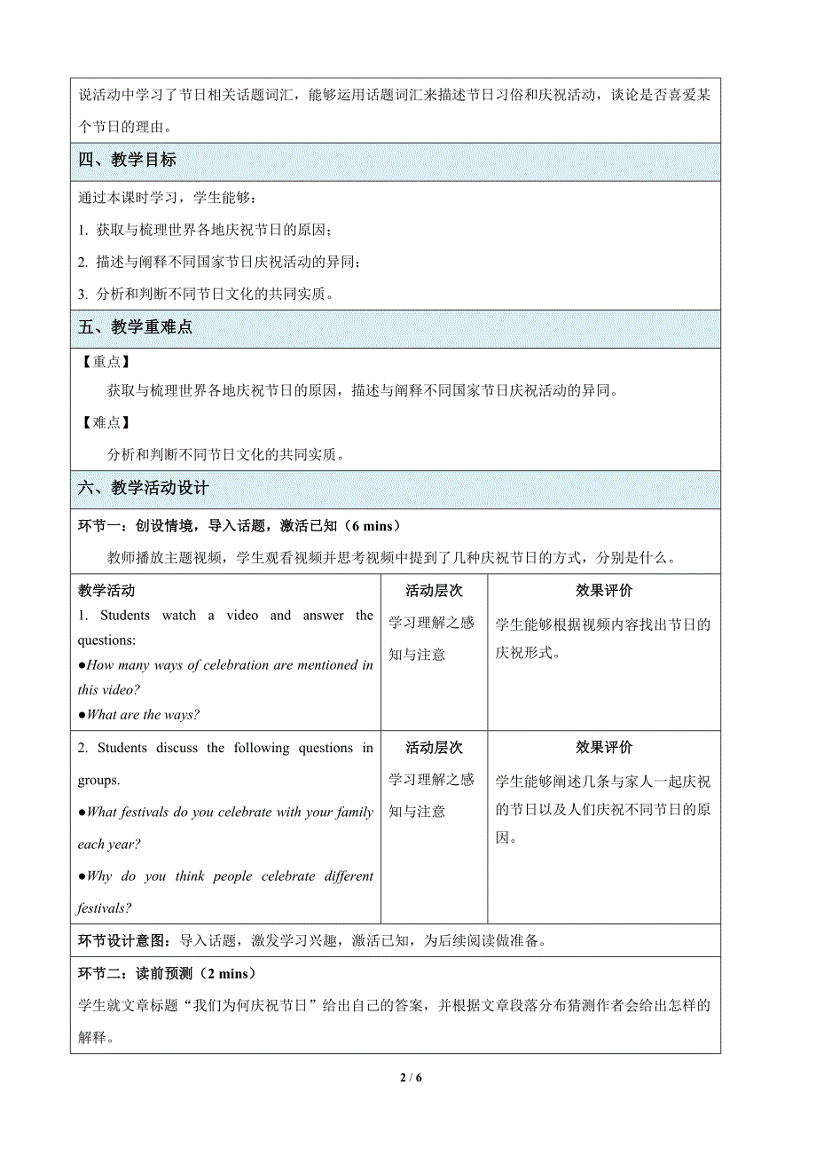 Unit 1 Festivals and CelebrationsReading and Thinking (I)示范课教案【英语人教必修第三册】_第2页