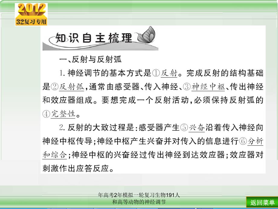 年高考2年模拟一轮复习生物191人和高等动物的神经调节课件_第4页