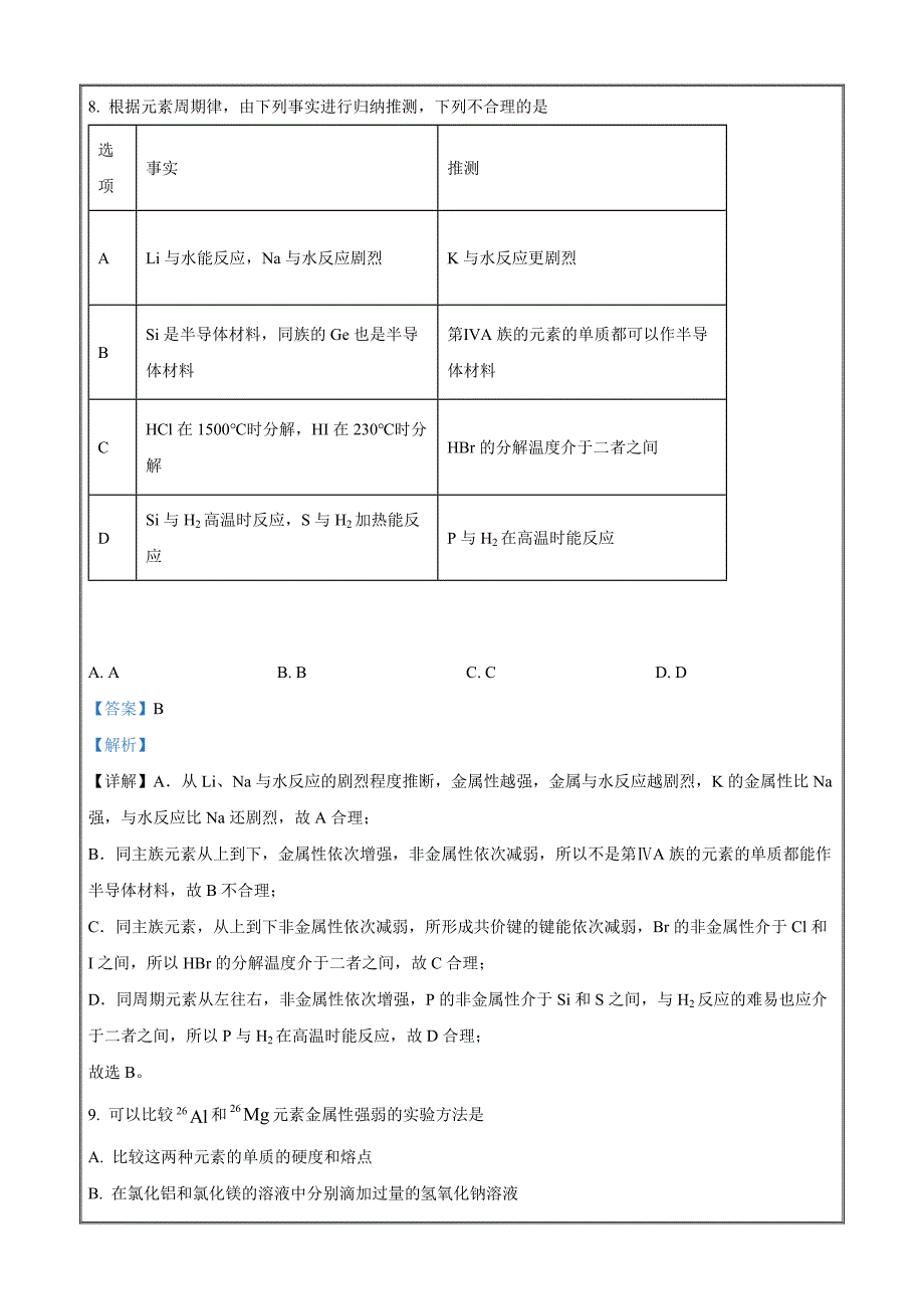 上海市华东政法大学附属中学2021-2022学年高一下学期期中化学Word版含解析_第4页