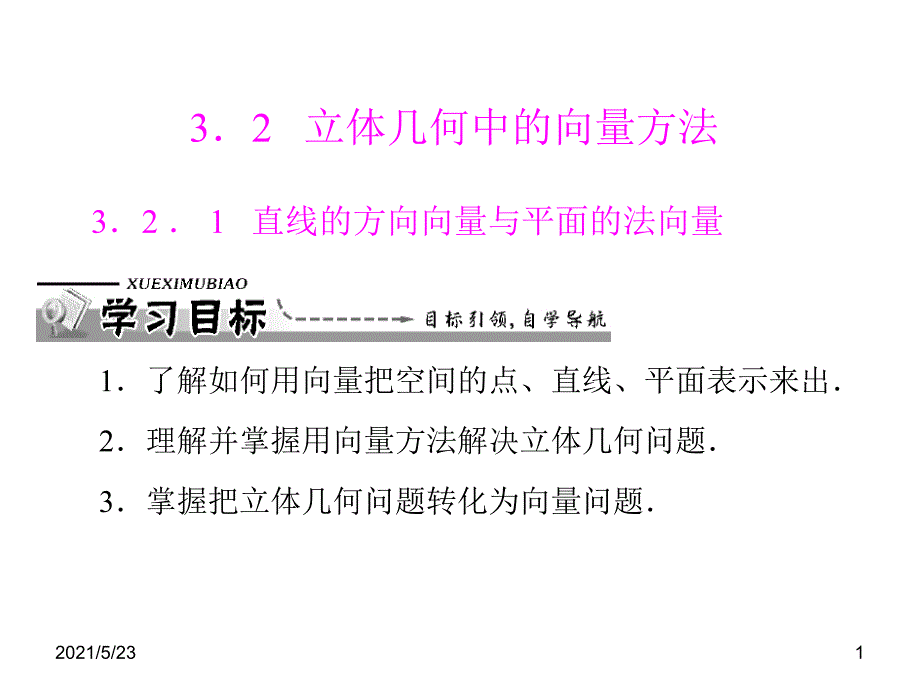 直线的方向向量与平面的法向量_第1页