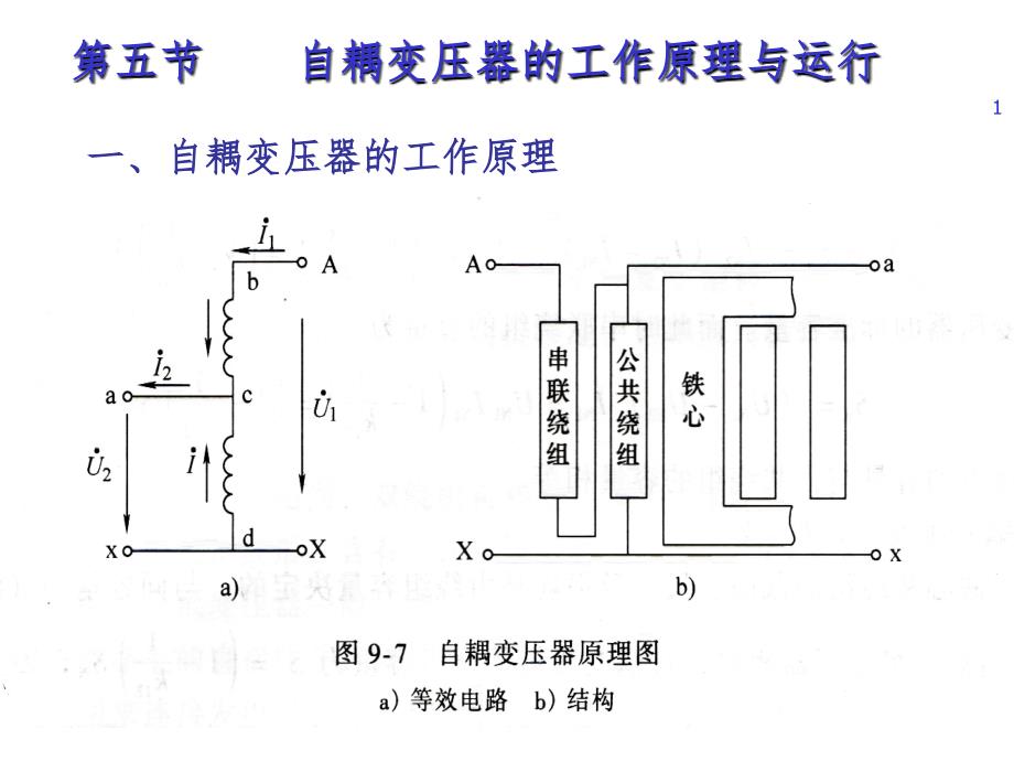 第五节自耦变压器的工作原理与运行PPT课件_第1页