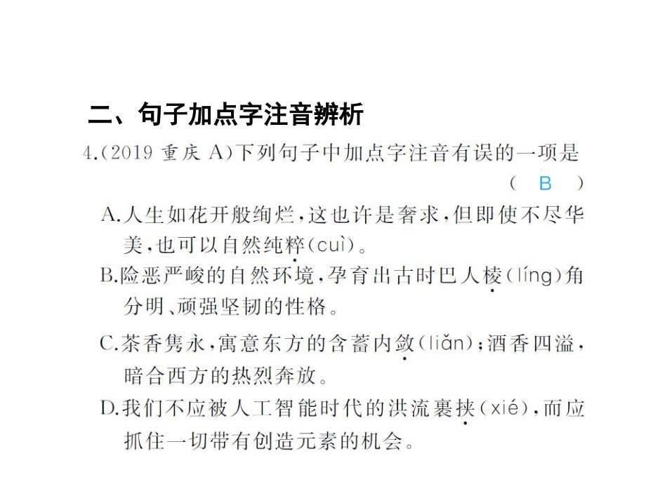 中考语文二轮复习专题课件：专题一字音 (含答案)_第5页