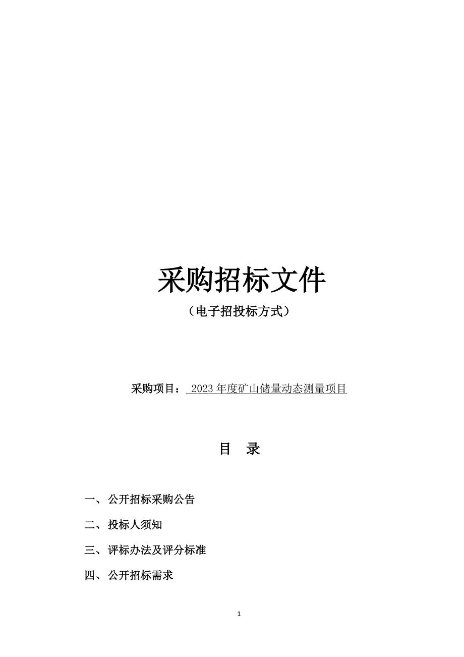 2023年度矿山储量动态测量项目招标文件_第1页