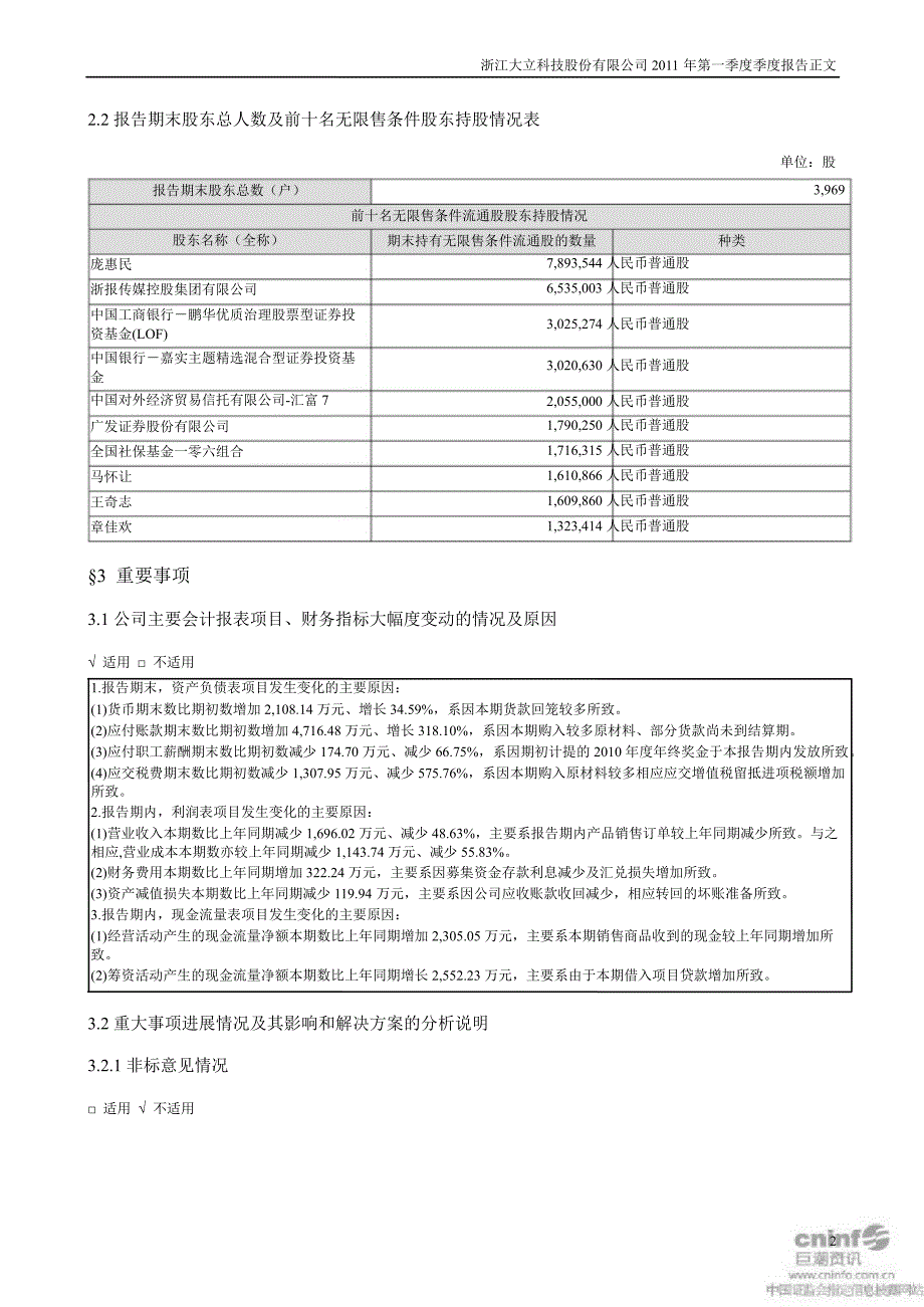 大立科技：第一季度报告正文_第2页