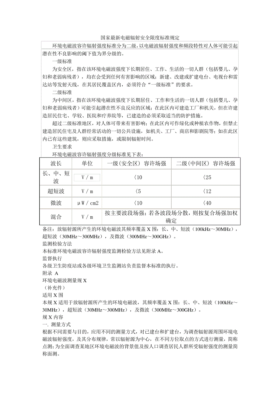 国家最新电磁辐射安全限度标准规定_第1页