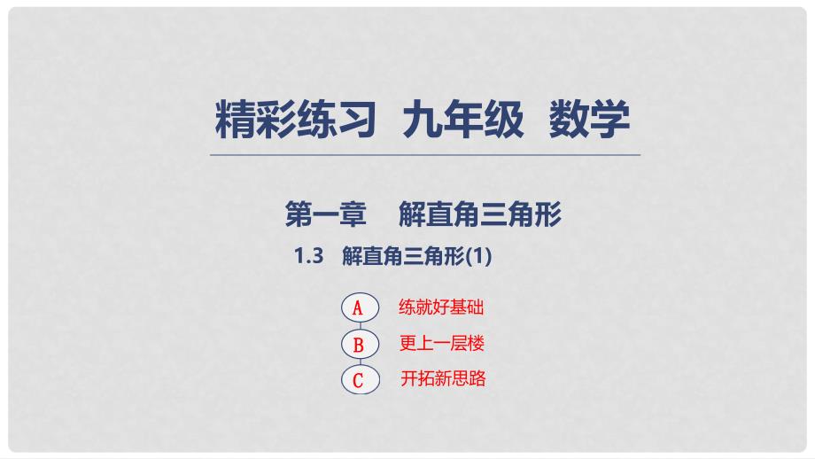 九年级数学下册 第一章 解直角三角形 1.3 解直角三角形（1）课件 （新版）浙教版_第1页