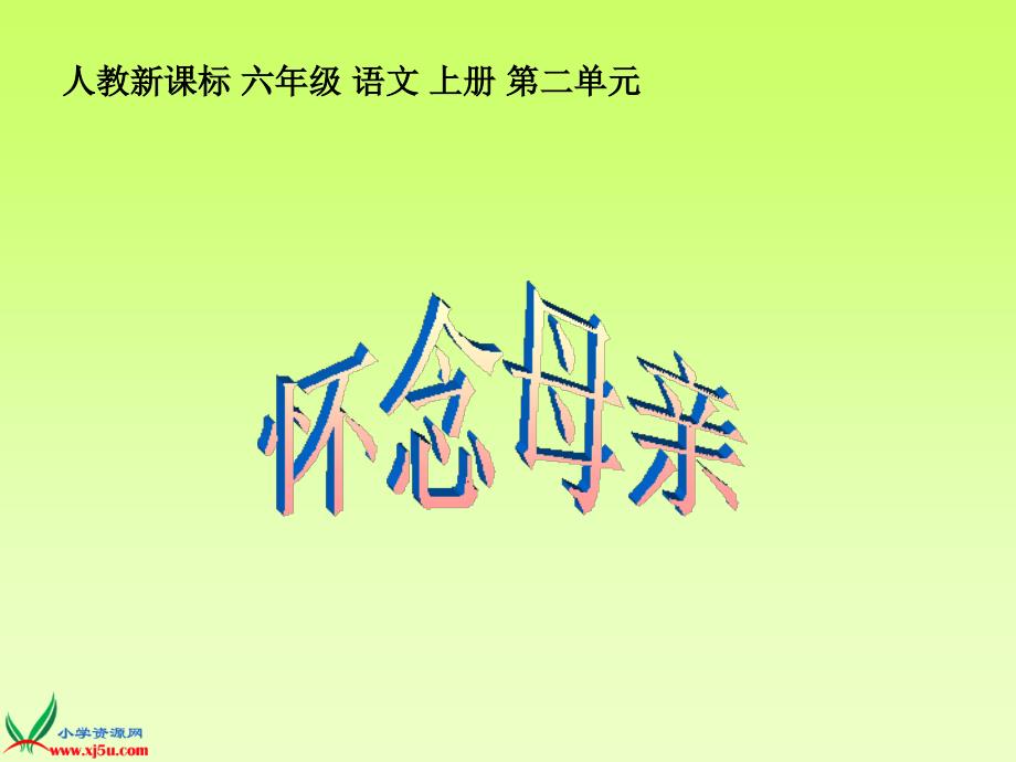 沪江小学资源网_(人教新课标)六年级语文上册《怀念母亲》PPT课件_20130121101953398_685_第1页