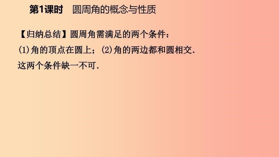 2019年秋九年级数学上册 第2章 对称图形—圆 2.4 圆周角 第1课时 圆周角的概念与性质导学课件 苏科版.ppt_第5页