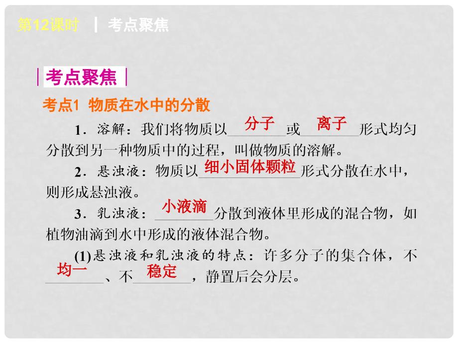 中考化学复习方案 第6章 溶解现象课件 沪教版_第4页