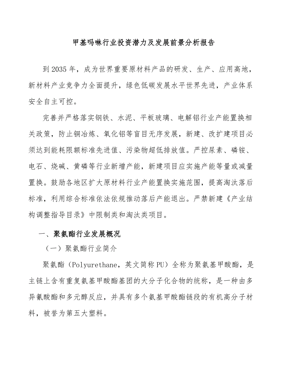 甲基吗啉行业投资潜力及发展前景分析报告_第1页