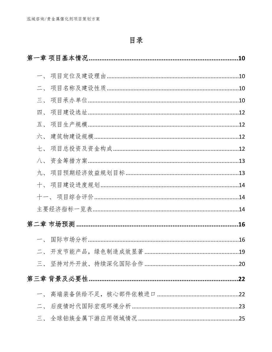 贵金属催化剂项目策划方案【范文参考】_第2页