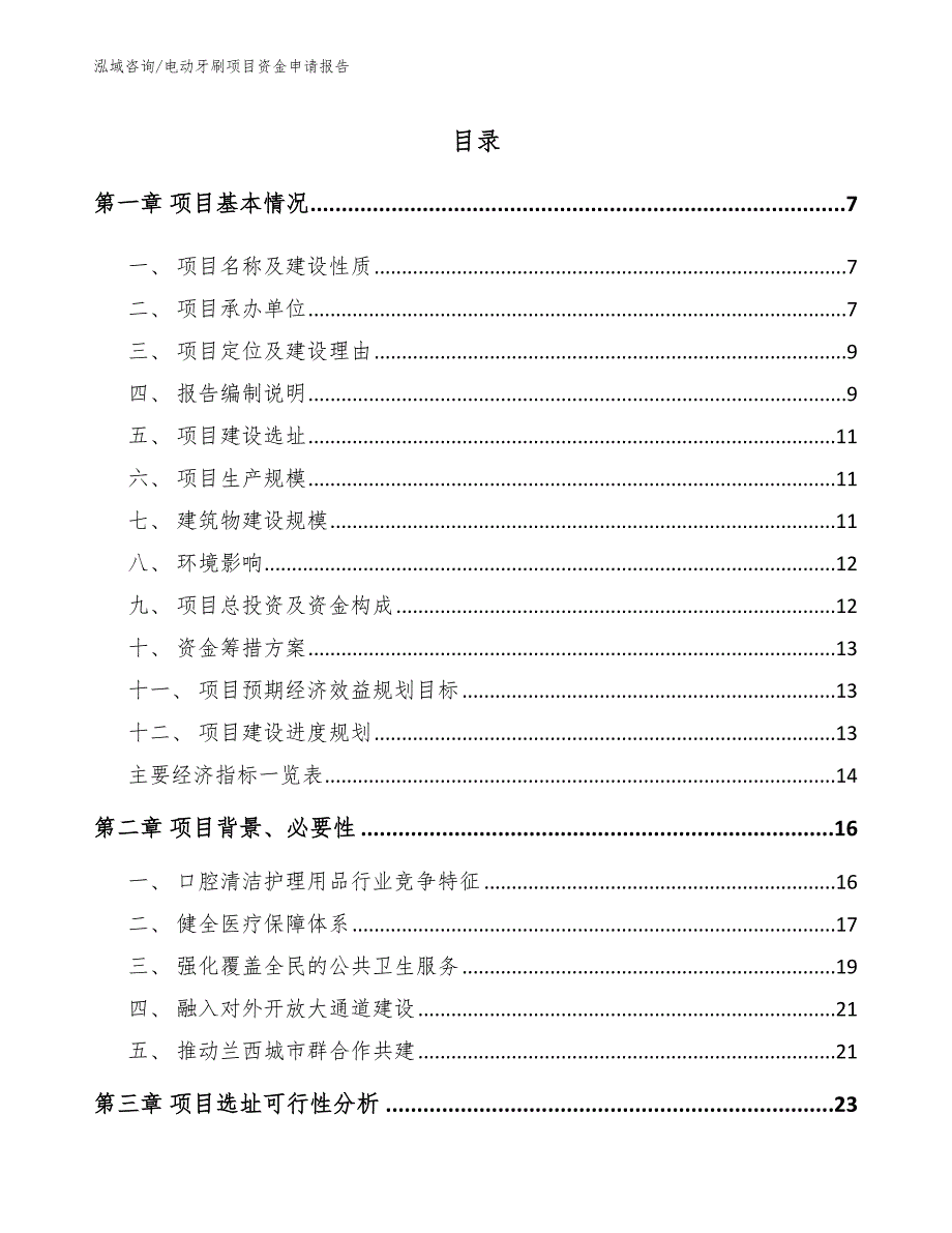 电动牙刷项目资金申请报告_范文_第2页